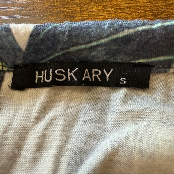 Husk Ary Tropical Leaf Maxi Dress Long V-Neck Drawstring Sundress Pockets Boho - Picture 3 of 11